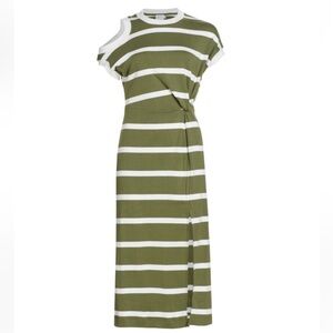 Tanya Taylor WOMEN'S CHARLIE STRIPED KNIT MIDI-DRESS IN MOSS OPTIC
